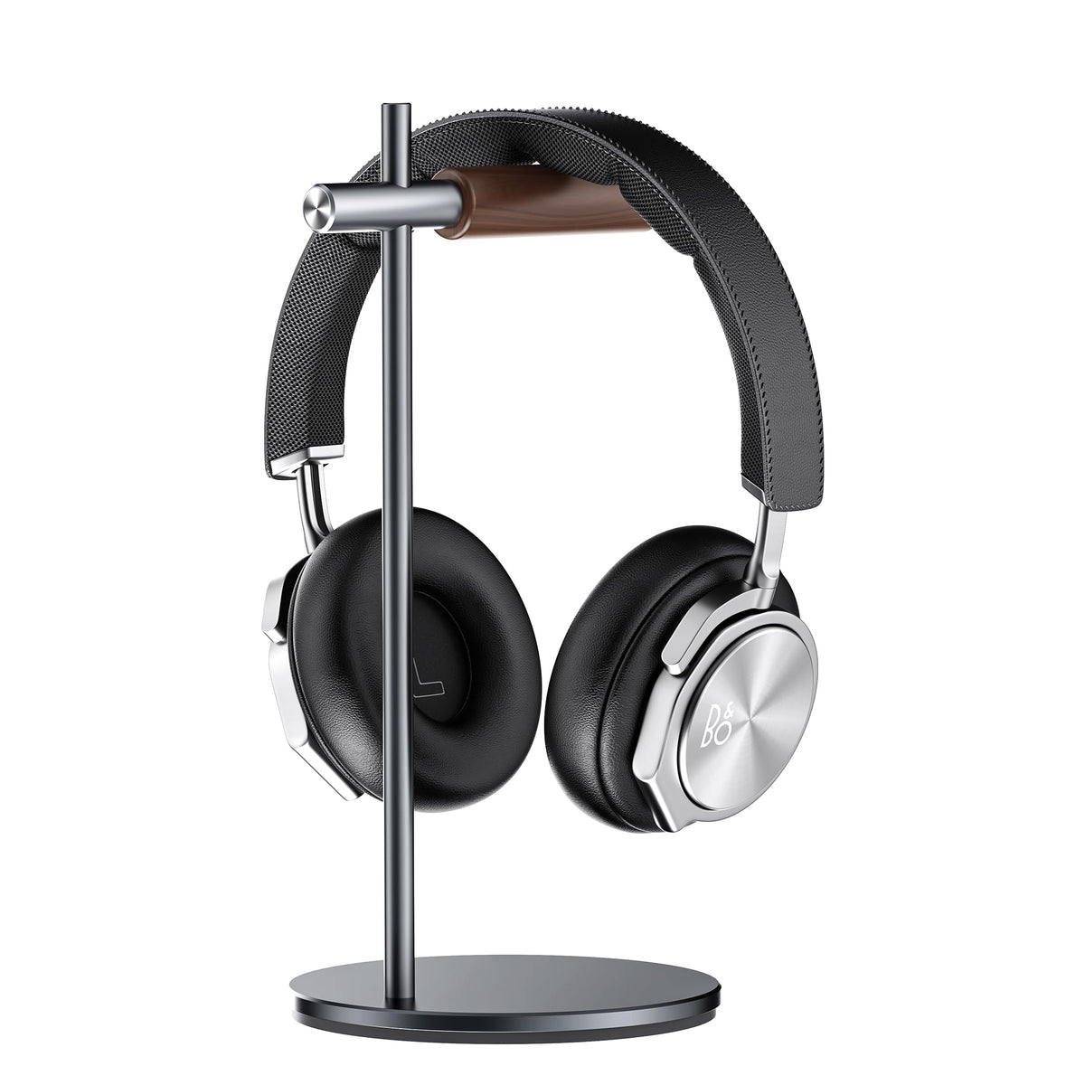 Slidon Headphone Stand Headset Stand for Desk Solid Wood & Aviation Aluminum Alloy Headphone Holder Compatible with AirPods Max Gaming Music Headphones VR Headset (Grey)