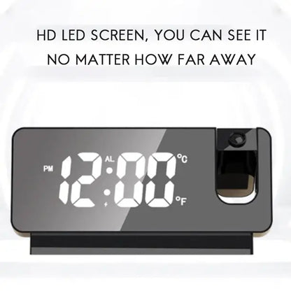Digital Projection Alarm Clock with LED Mirror Display