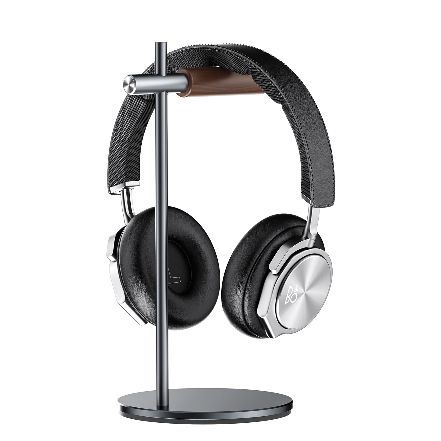 Slidon Headphone Stand Headset Stand for Desk Solid Wood & Aviation Aluminum Alloy Headphone Holder Compatible with AirPods Max Gaming Music Headphones VR Headset (Grey)