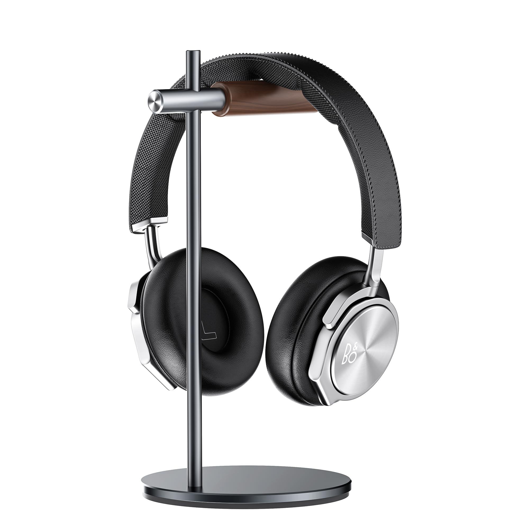 Slidon Headphone Stand Headset Stand for Desk Solid Wood &amp; Aviation Aluminum Alloy Headphone Holder Compatible with AirPods Max Gaming Music Headphones VR Headset (Grey)