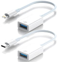 [2 Pack] Lightning to USB Camera Adapter for iPhone 14/iPad + USB C to Female USB OTG Cable Adapter for iPhone 15/Samsung Compatible with USB Flash Drive Keyboard Mouse MIDI Hubs