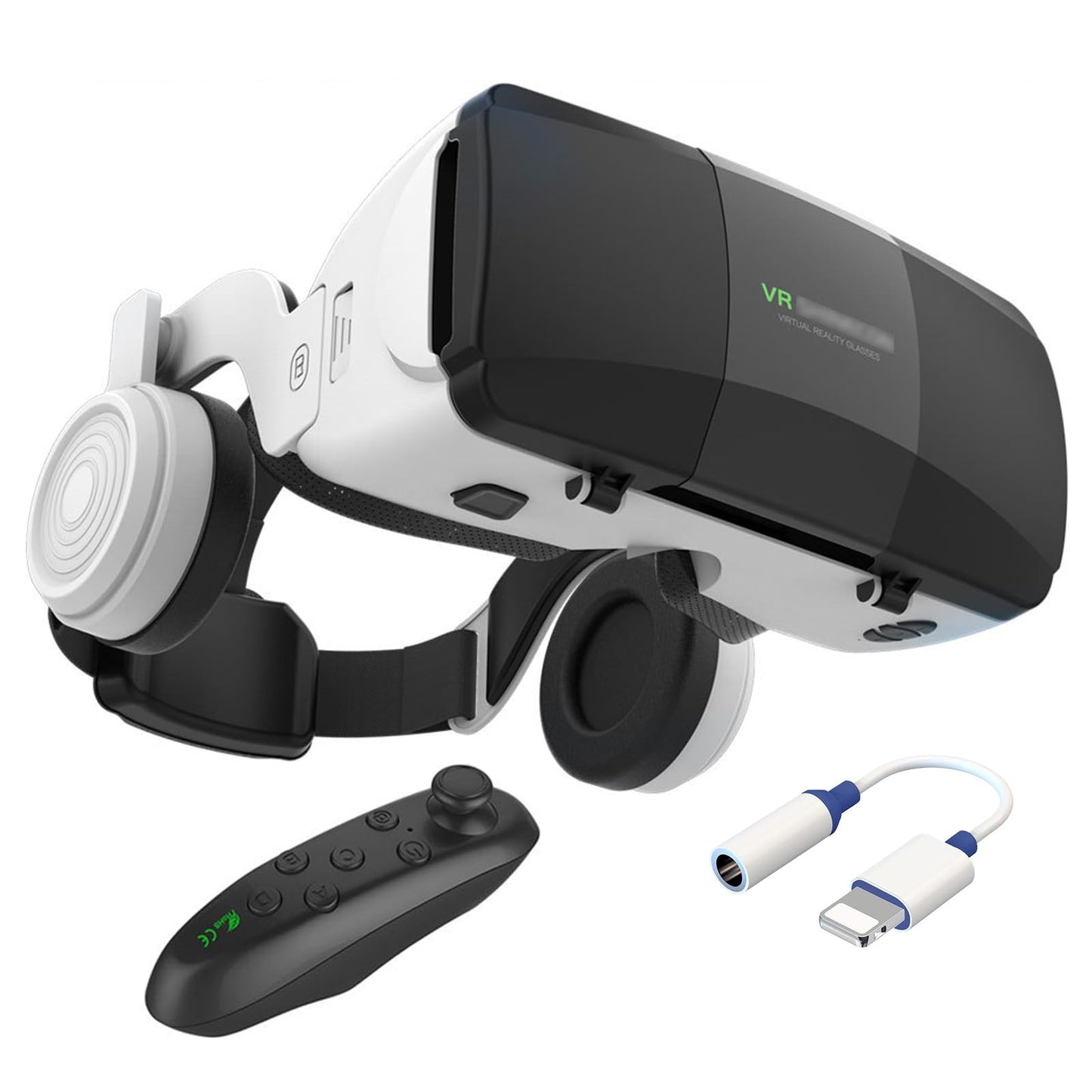 3D VR Glasses Virtual Reality Headset for iPhone Android Smartphone 4.7-7.8 inches 2023 Newest Vr Headset Set with Controller and Headphones for Video Movies & Games for Men/Kids