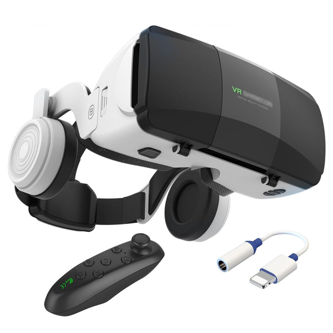 3D VR Glasses Virtual Reality Headset for iPhone Android Smartphone 4.7-7.8 inches 2023 Newest Vr Headset Set with Controller and Headphones for Video Movies &amp; Games for Men/Kids