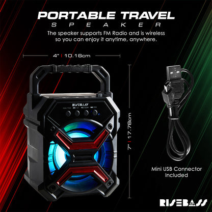 Portable Wireless Bluetooth Speaker with TWS Function - Rechargeable Bluetooth Speaker - LES flashing Lights