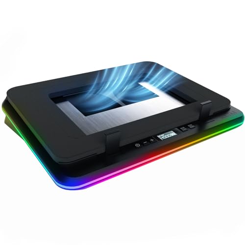 KLIM Turbofrost - Gaming Laptop Cooling Pad - 4 Powerful Turbo Fans - 4 x 4000 RPM Laptop Cooler 2 Power Modes USB-C/DC Dynamic RGB 4-Ports USB Sealed Foam for Fast Cooling for Laptops up to 17in