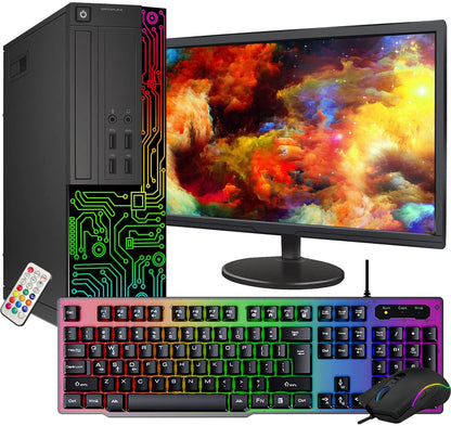 Dell Optiplex Small Desktop Computer (SFF) PC | Quad Core Intel i5 (3.2GHz) | 16GB DDR3 RAM | 512GB SSD | 24 Inch Monitor | RGB Gaming Keyboard &amp; Mouse | Windows 10 Pro (Renewed)