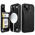 uCOLOR for iPhone 13/14/15 Wallet Case with Card Holder Slot【Compatible with MagSafe】 Folio Flip Leather RFID Blocking Design 6.1 inch (Black)